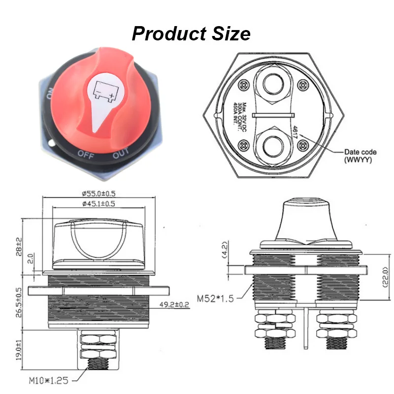 Car RV Yacht Battery Switch DC Switch 50A/100A/200A/300A