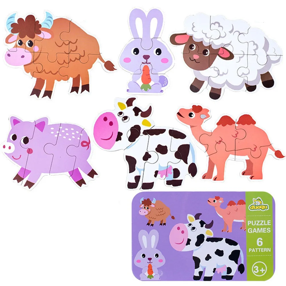 

Multicolor Cartoon Animal Puzzles Number Cognition Color Cognition Developmental Toys Early Learining Exercise Attention Jigsaw