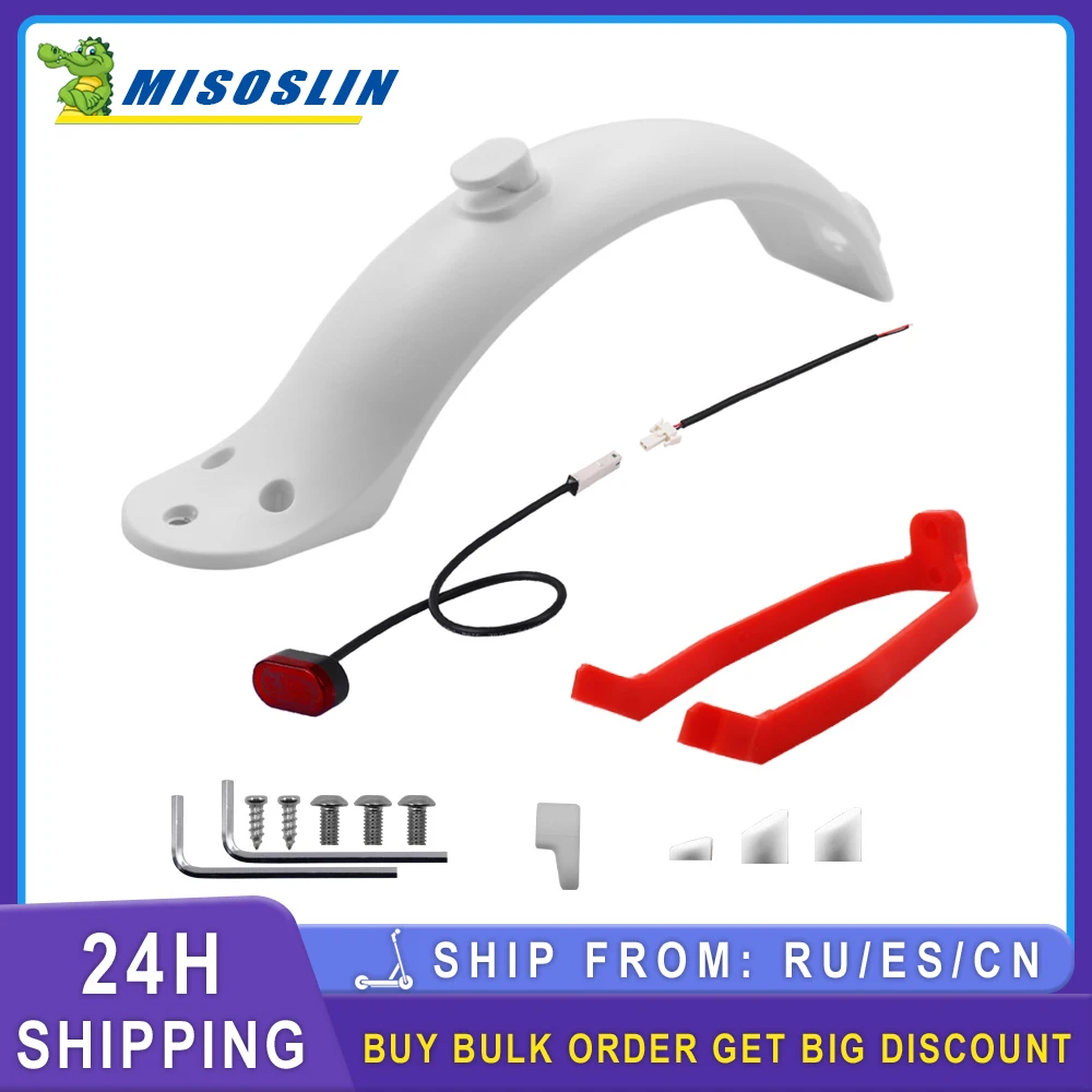 Electric Scooter Mudguard Support Taillight Silicone Fender Hook Brake Stop Lamp Kit For Xiaomi M365 1S Pro Part Red/White/Black