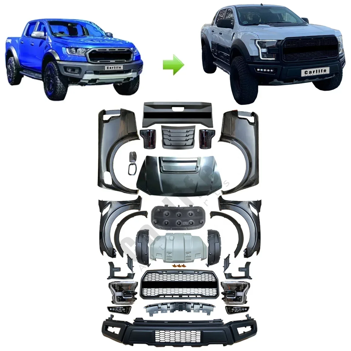 

Car Accessories PICKUP 4X4 Ranger for Ford Ranger Upgrade To F150 Raptor Look Model Car Body Kit