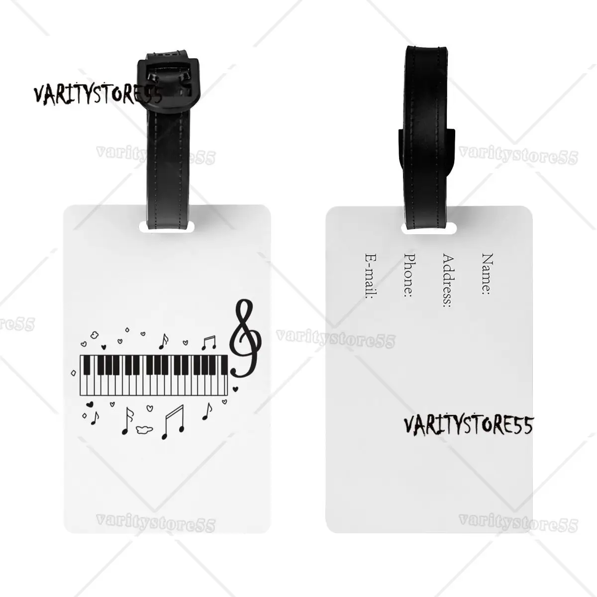 Piano Keyboard Music Notes Luggage Tags for Suitcases Fashion Baggage Tags Privacy Cover Name ID Card