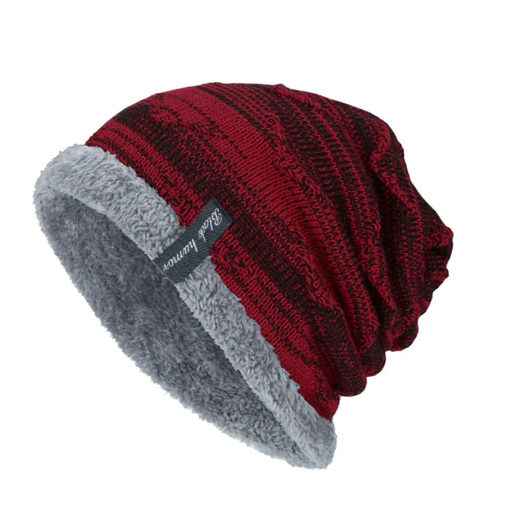 

Knit Outdoor Warm Hat Men Fleece Warm Beanies Soft Brim Thick Cycling Cap Outdoor Beanies Mens Hats