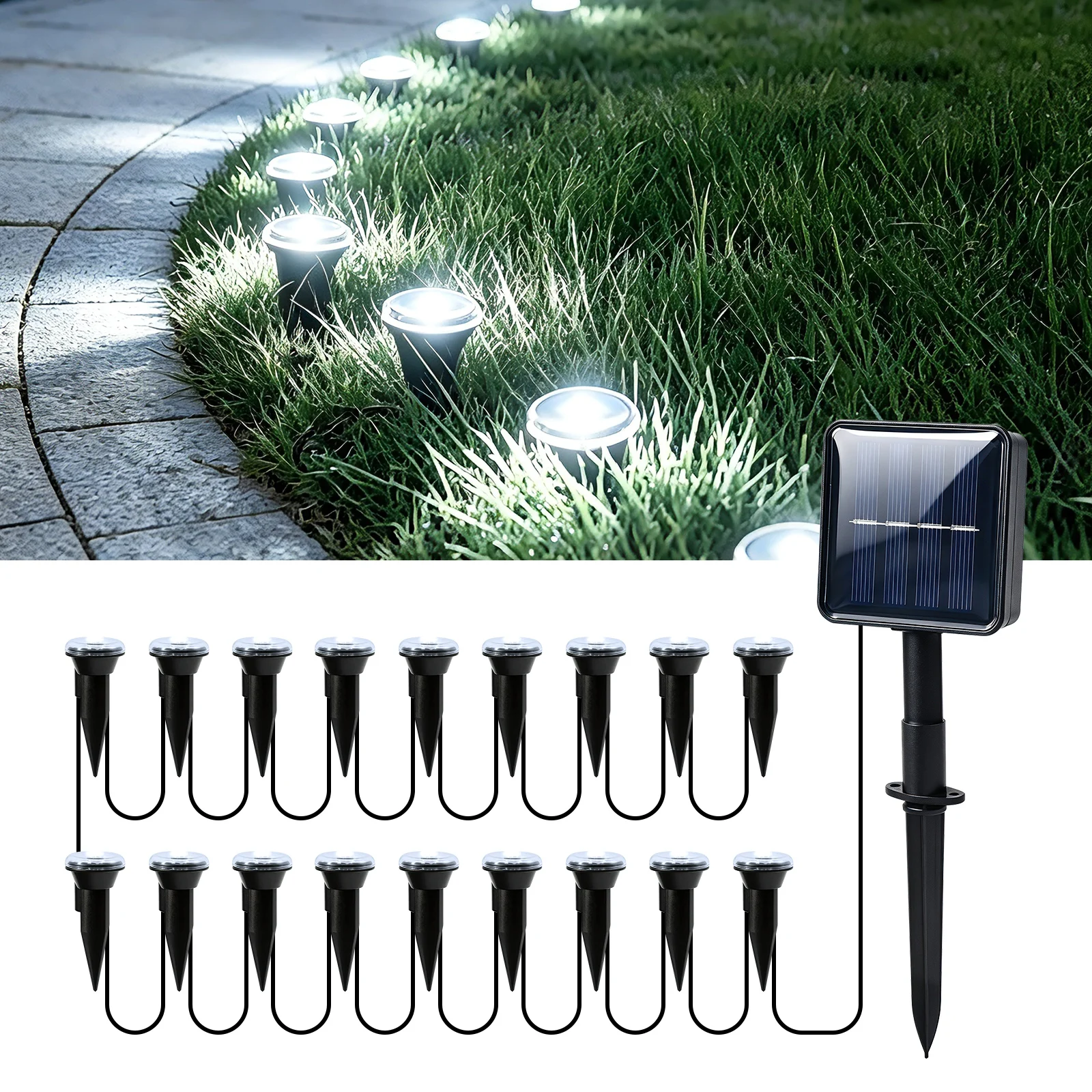 Solar Garden Pathway Lights 8 Modes IP65 Waterproof Outdoor LED Lawn Lamp Warm White / White / Blue / Purple Landscape Lighting