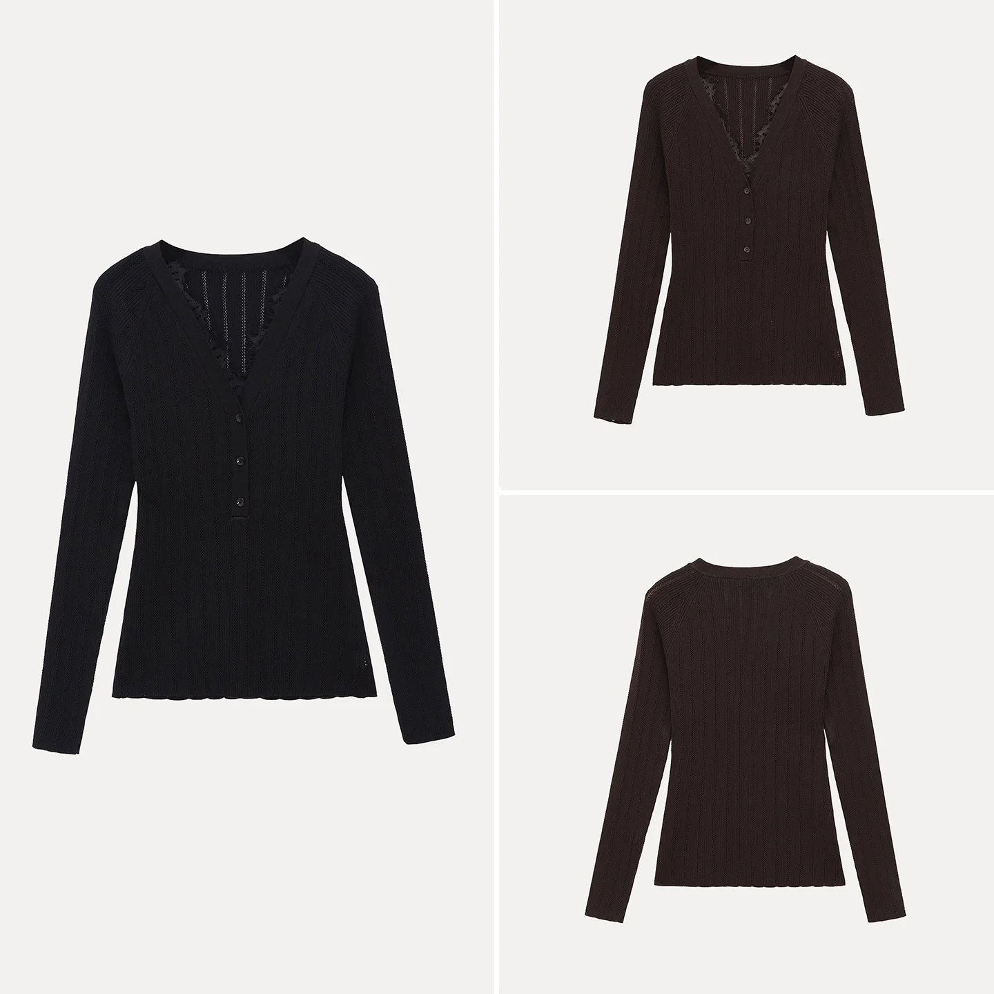 

Faionable Loose Lace Splicing Hollow out Knitted Open Cardigan Women's Autumn Winter New Arrival Z Casual Wear