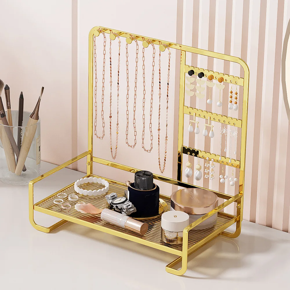 

New model Jewelry Display Stand Jewelry Storage Rack Necklace Bracelet Rack Wrought Iron Ring Tray Earrings Earrings Hanger