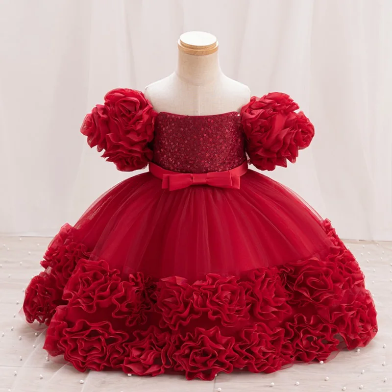 Mädchen Kleid Prinzessin Baby Kleider Kinder Knospe Pailletten Host Klavier