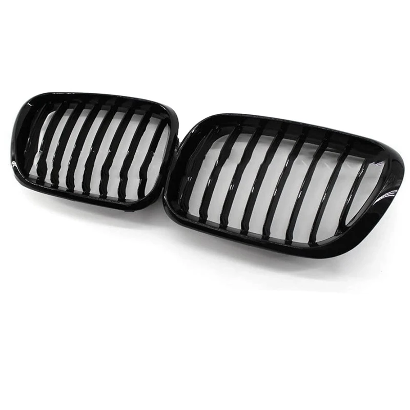 Car Front Grille Grill L&R Hood Bumper Kidney Grilles Gloss Black For -BMW E53 X5 1999 2000 2001 2002 2003 Pre-Facelift