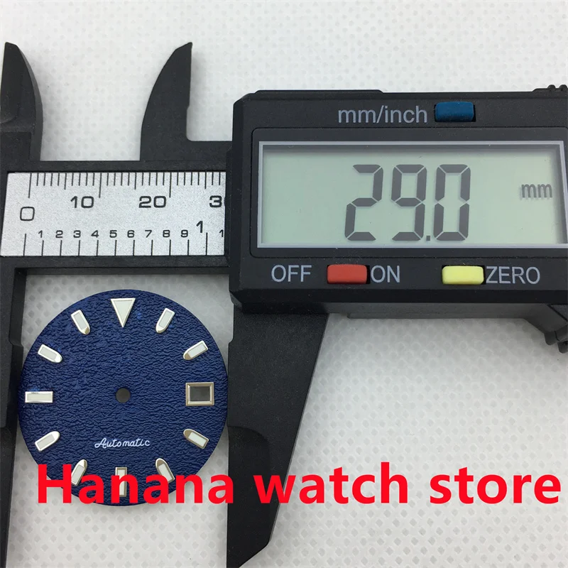 BLIGER 29mm blue watch dial C3 glow-in-the-dark dial fits NH35 NH36 movement fits 3 o 'clock crown 3.8 o 'clock crown