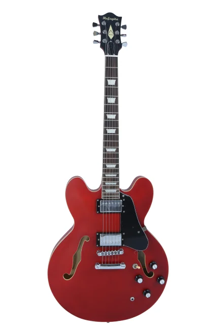 335 electric guitar, fully hollow electric guitar, wine red matte, silver accessories, lightning free shipping