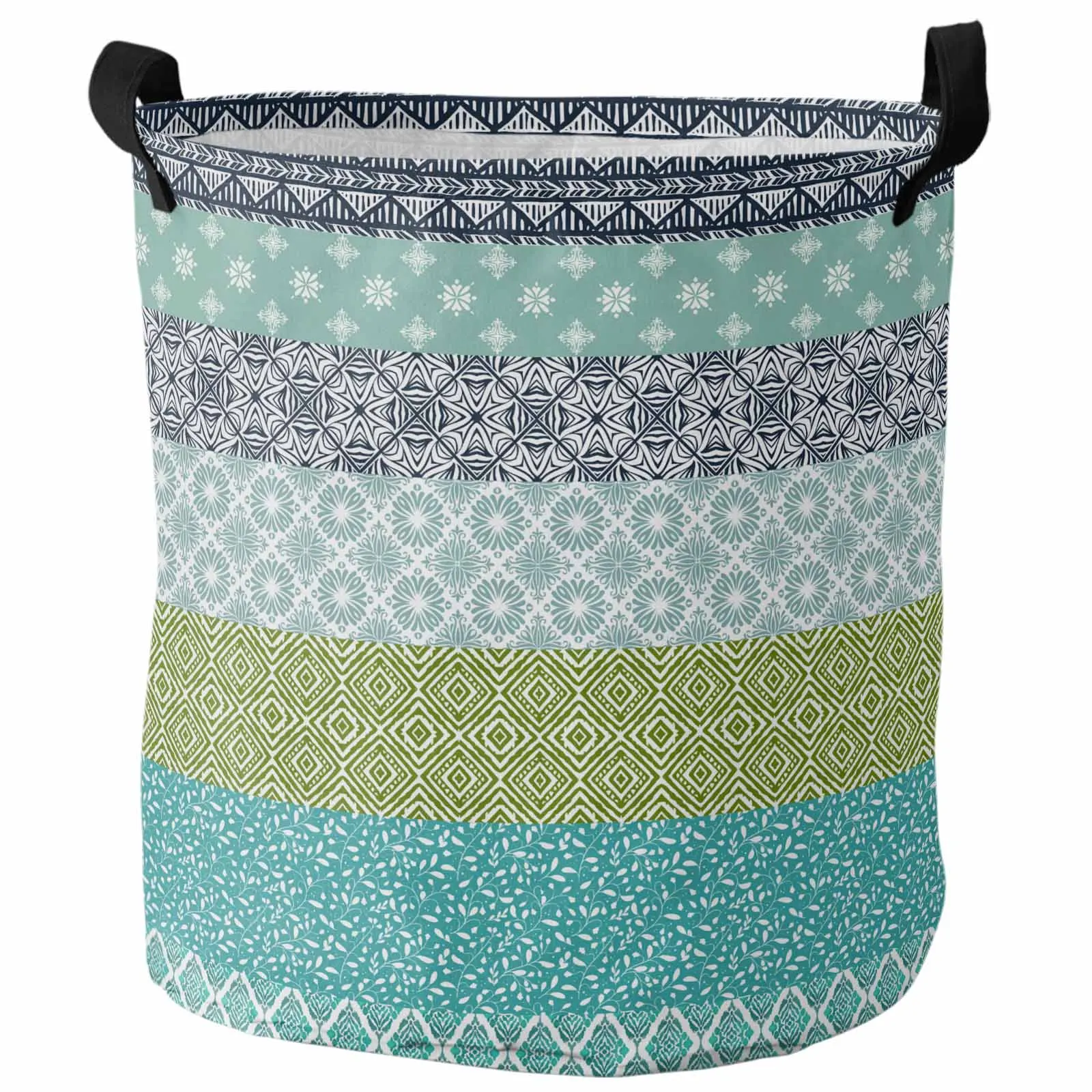 Hand Drawn, Ethnic StyleLaundry Basket Portable Foldable Household Laundry Storage Bag Oxford Cloth Dirty Clothes Basket