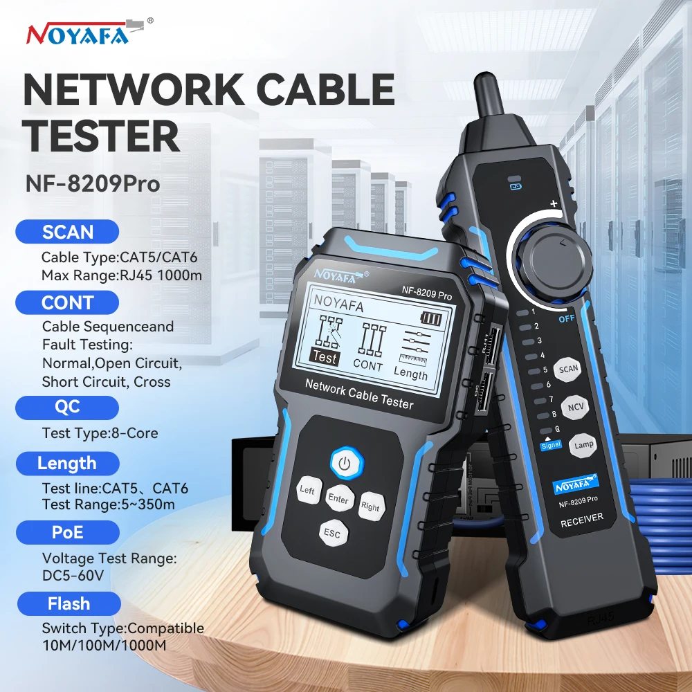 

NOYAFA Digital Cable Tracker NF-8209Pro Cable Tester Anti-Interference PoE Checker RJ11 RJ45 Line Finder Network Tools