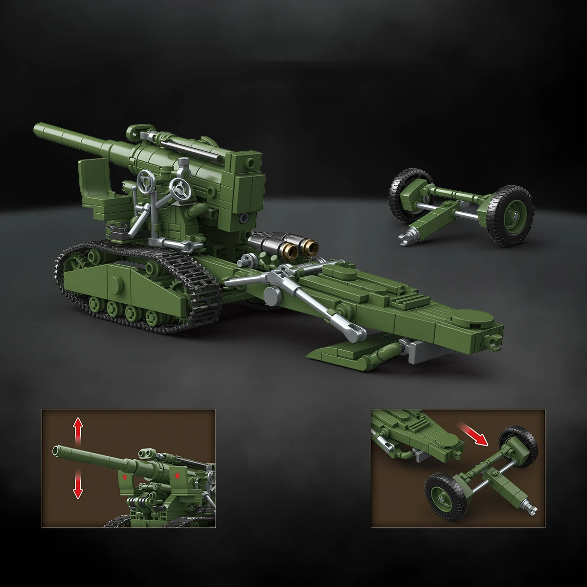 bloc-de-construction-de-vehicule-militaire-de-l'union-sovietique-obusier-b-4-m1931-203mm-figurines-d'armee-jouet-de-construction