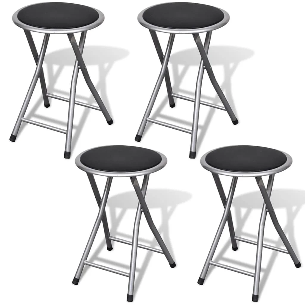 Folding kitchen stools 4 units synthetic leather