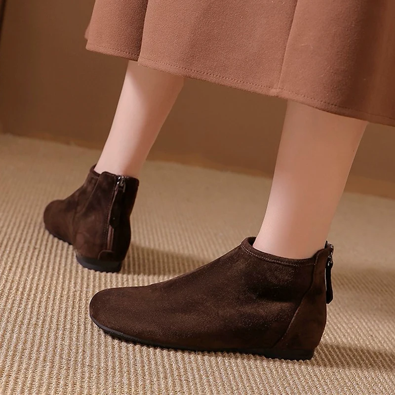 Women Flats Ankle Boots Zip Woman Shoes 2025 Winter Casual Sneaker Trend Short Boots Fashion Sneaker Sport Chelsea Botas Mujer