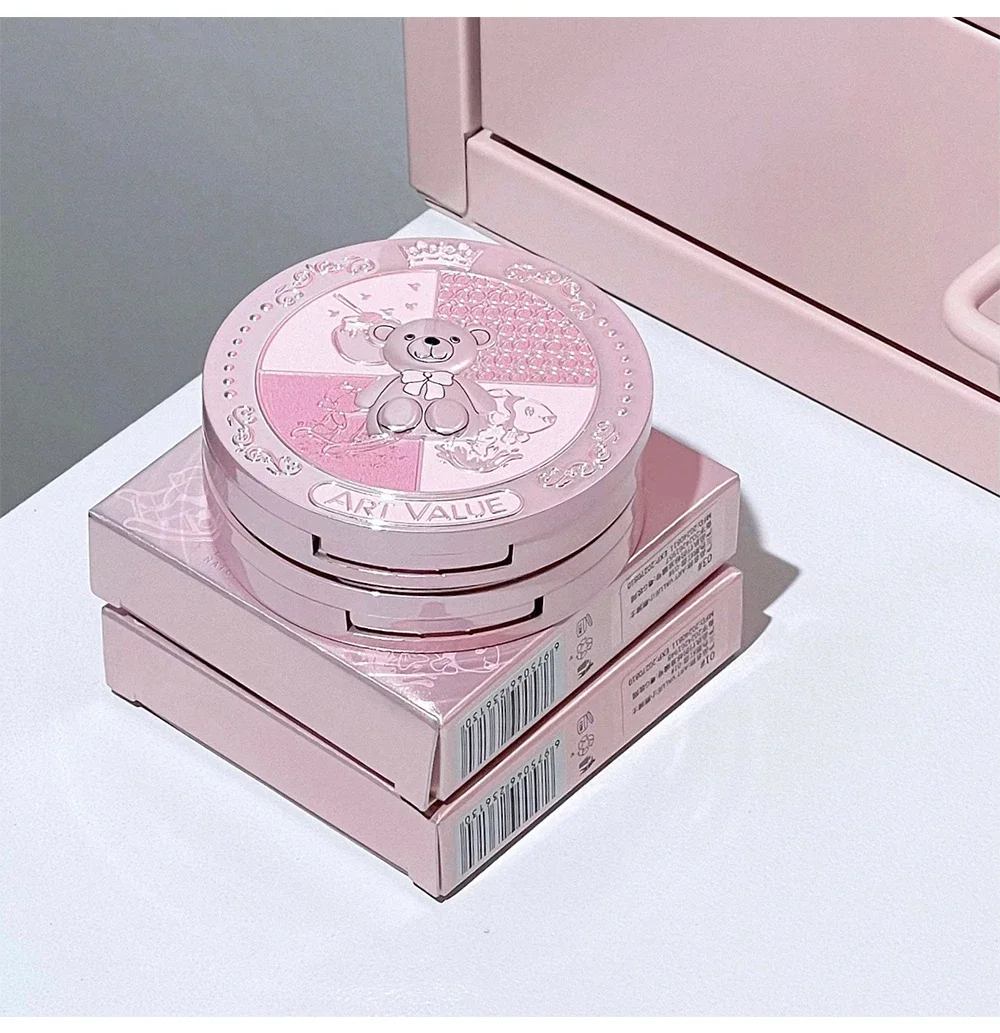 قيمة الفن الجديدة الدب فارس ثلاثة ألوان مسحوق أحمر الخدود لوحة روج تقارب اللون المبتدئ الوجه مسحوق أحمر الخدود ماكياج #5