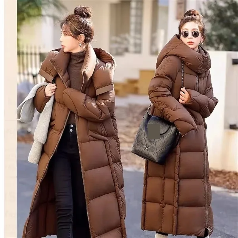 Winter Down Cotton Parkas Padded Jacket 2025New Female X-Long Over The Knee Large Quilt Loose Parkas Coat Padded Jacket Overcoat