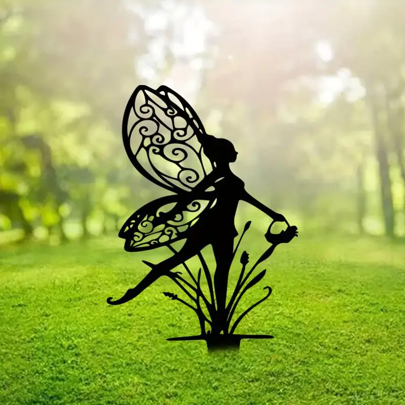 

Enchanting Flower Fairy Elf Metal Art - Durable Garden Decor Stake for Magical Outdoor Ambiance