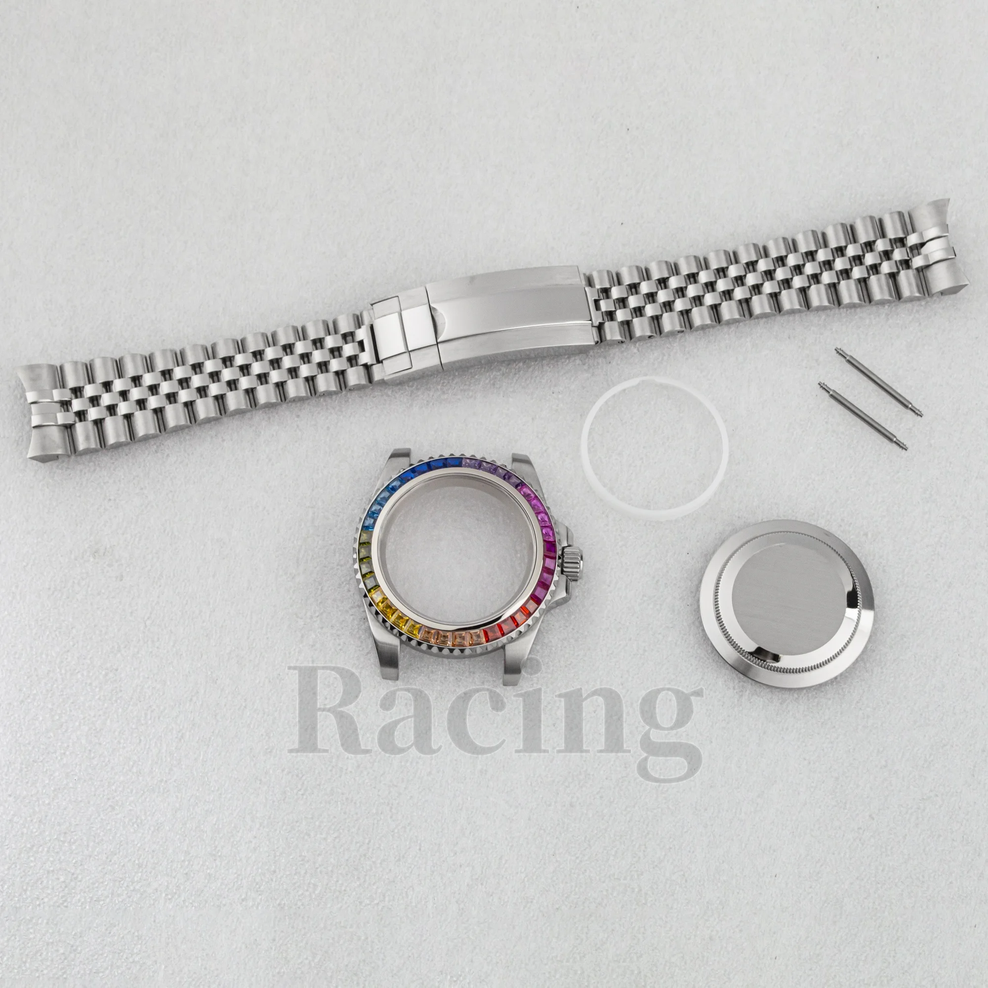 NH35 Diamond Case for SUB GMT Watches Sapphire Crystal Rotating Diamond 40mm Watch Case Fit NH34/35/36 Automatic Movement