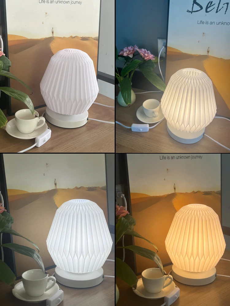 French Cream Style 3D Printed Lampshade Desk Lamp Bedroom Study Children\'s room Internet Red Atmosphere Decoration Desk Lamp