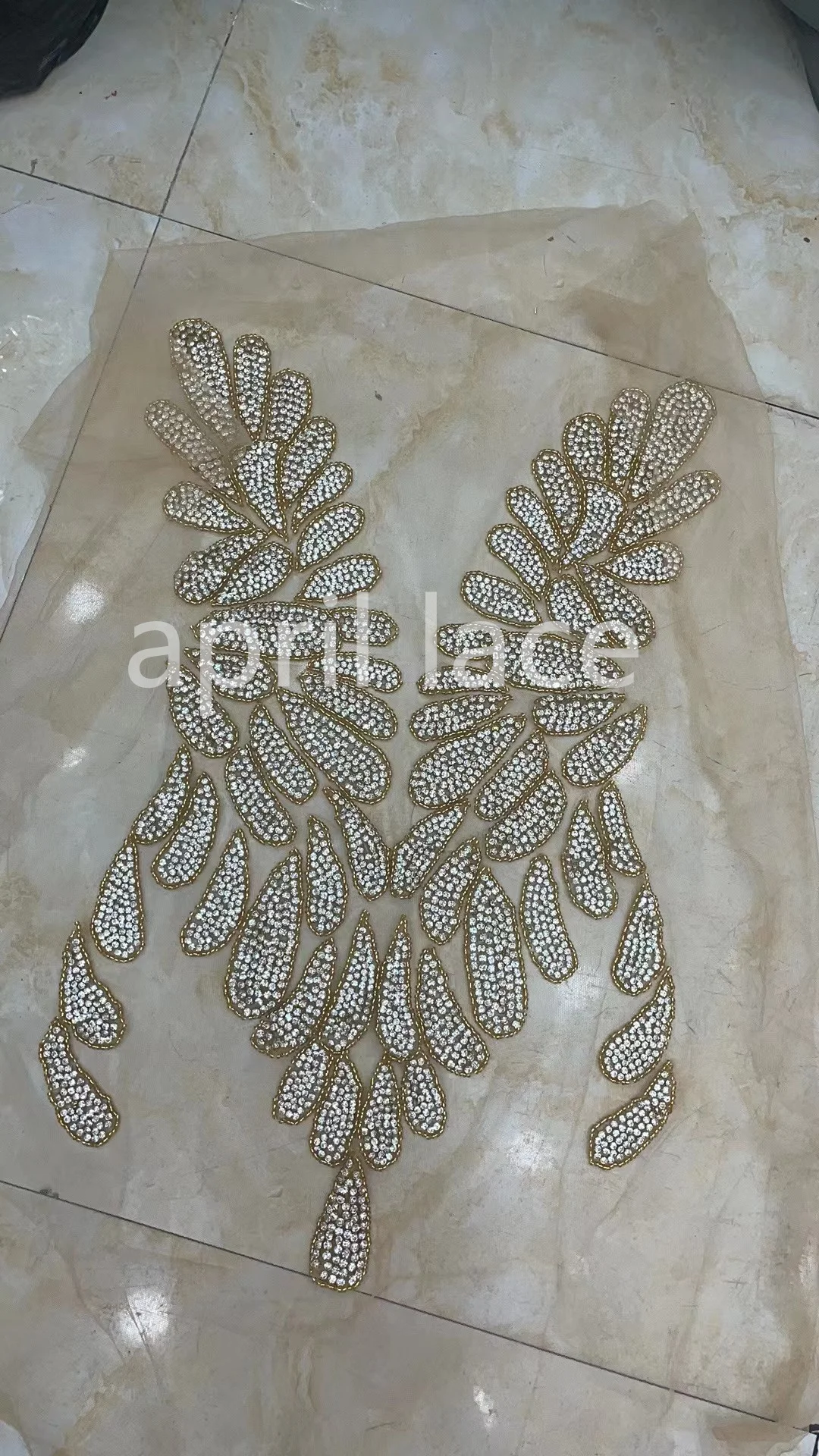 Gold Diamond  New York Lady 2023 Hand Made Applique Cutting Tulle Bead For Sawing Party Dress Wedding Haute Couture