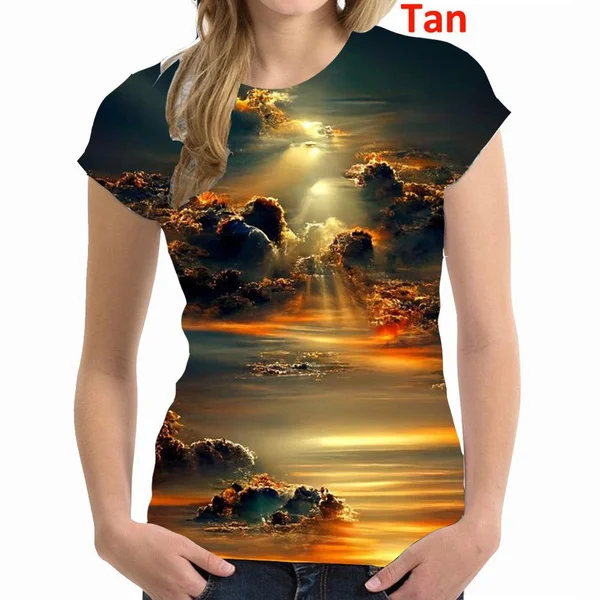 

Женские футболки с принтом гор и леса, Повседневный пуловер, рубашки с художественными рисунками, футболка с коротким рукавом, блузка