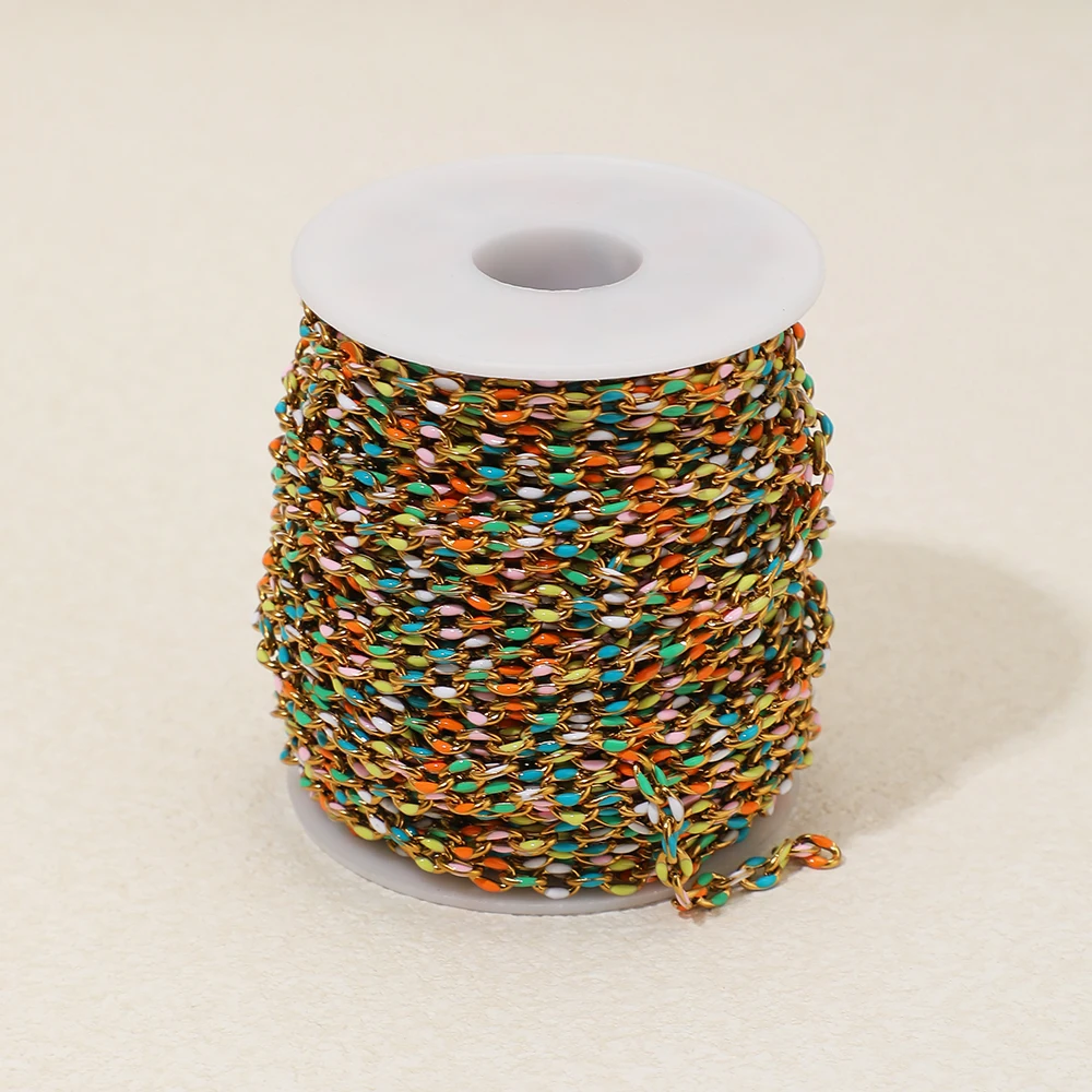 1 Meter Edelstahl-Emaille-Ovalketten für DIY-Mode-Schmuckzubehör, Halsketten, Ohrringe, Armbänder, Bastelbedarf – Detail 5