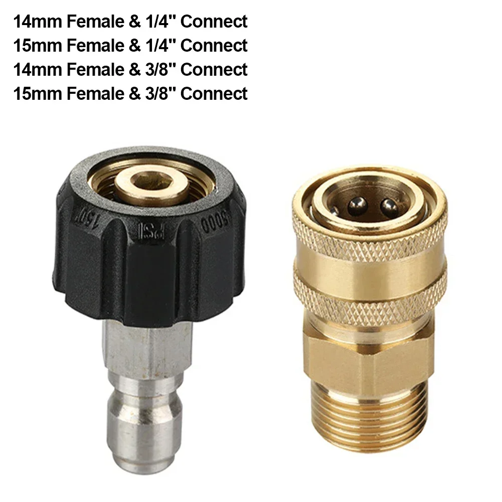 Kit adaptador para lavadora de pressão, 2 peças, universal m22, 14mm / 15mm, giratória fêmea para conexão rápida, 3/8 ''ou 1/4", conjunto de bico de liberação