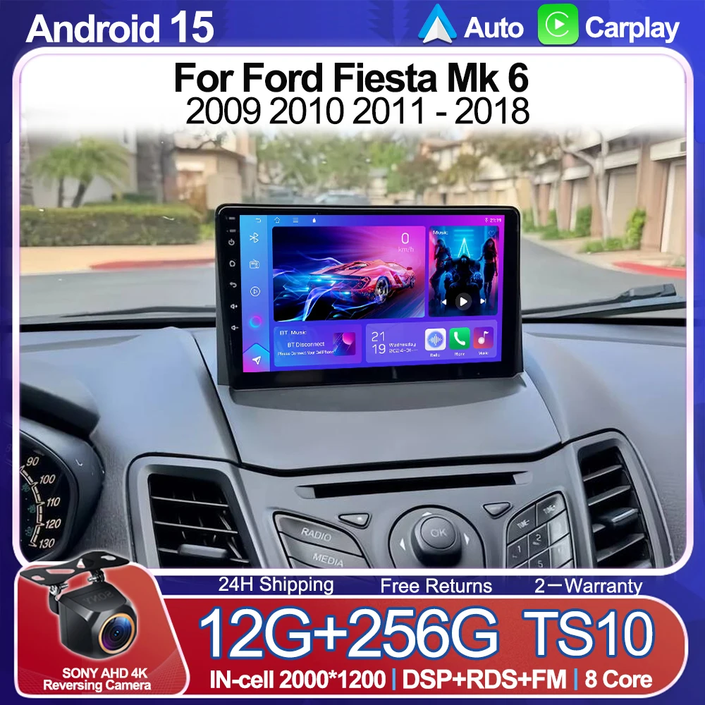 Android 15 For Ford Fiesta Mk 6 2009 2010 2011 2012 2013 2014 -2018 GPS Navigation Multimidia Player 2Din Touch Screen Bluetooth