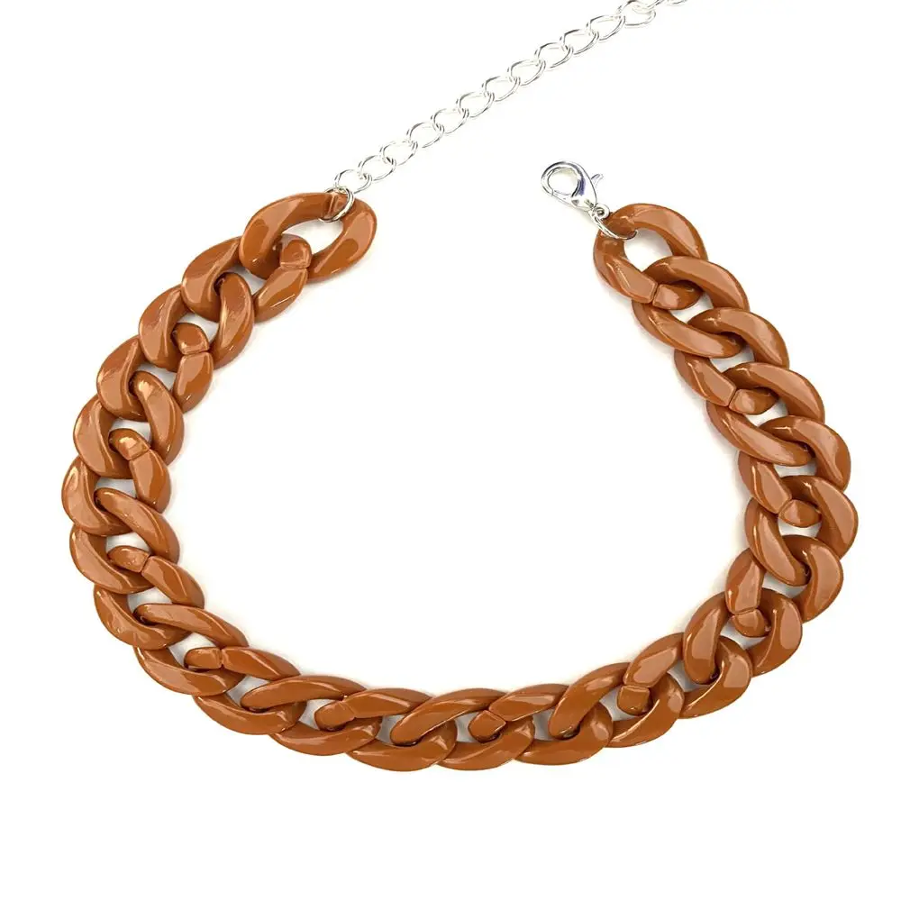 1Pc New Trendy Unisex Neck Chain Fashion Bohemian Colorful Acrylic Thick Punk Choker Plastic HipHop Pendant Party Jewelry Gifts