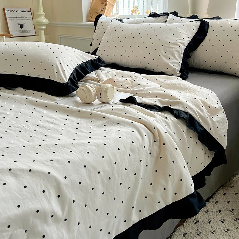 

2025 washed cotton air conditioner quilt four-piece summer cool quilt thin double summer quilt core machine washable