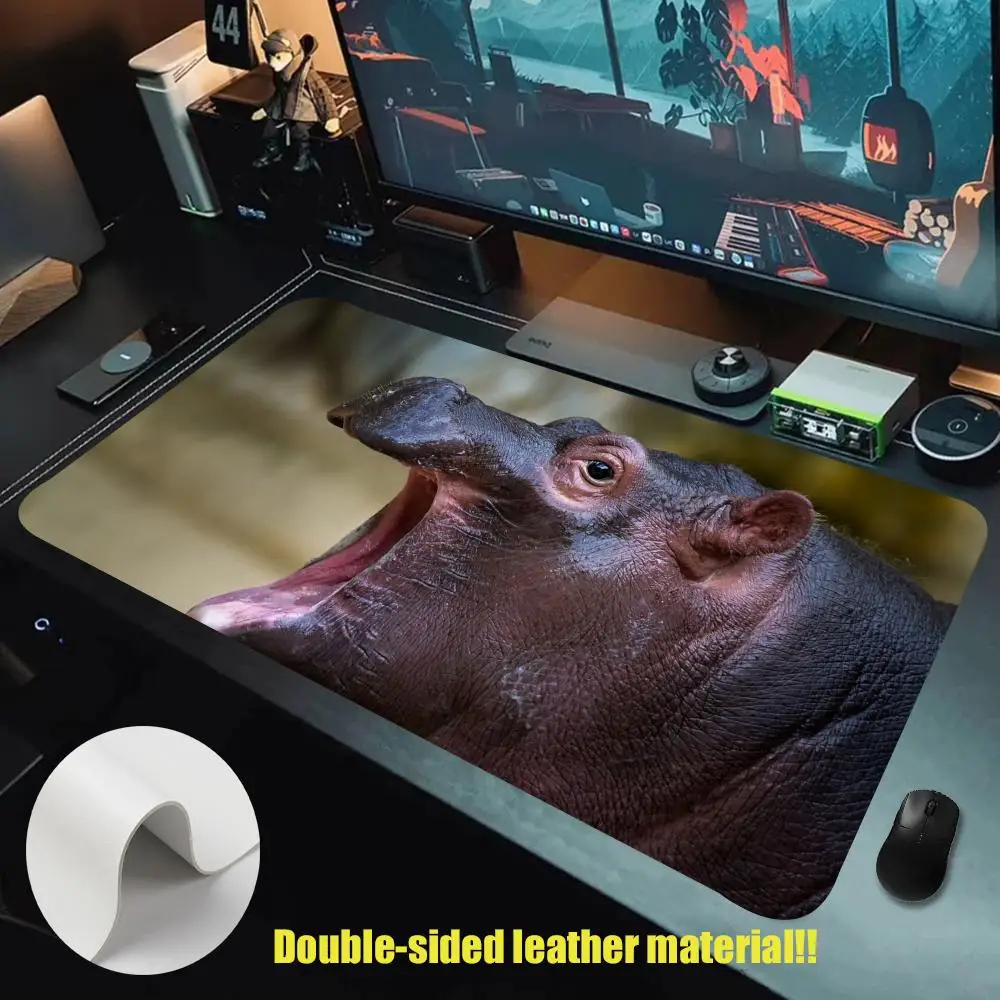 Hippo River Family Mouse Pad Leather XXL Keyboard Gamer Mouse Pad  Pc Large Non-slip Mouse  Desk Mat