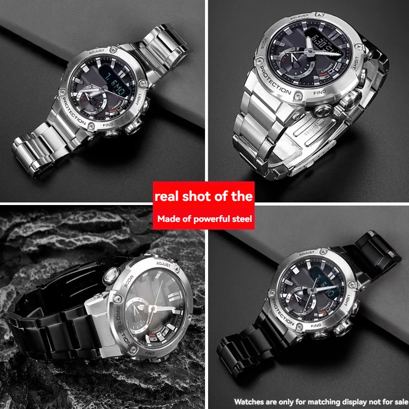 High Quality Soid Steel Wristband for Casio G-SHOCK Series GST-B200 GST B200 Bracelet Stainless Steel Watch Chain Strap 16mm