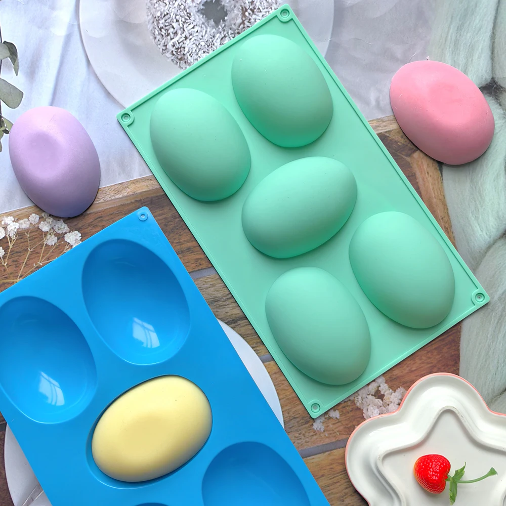 1 piece of Easter egg shaped silicone cake mold with 5 cavities, used for DIY candy, chocolate, jelly, and gummy making - view 3