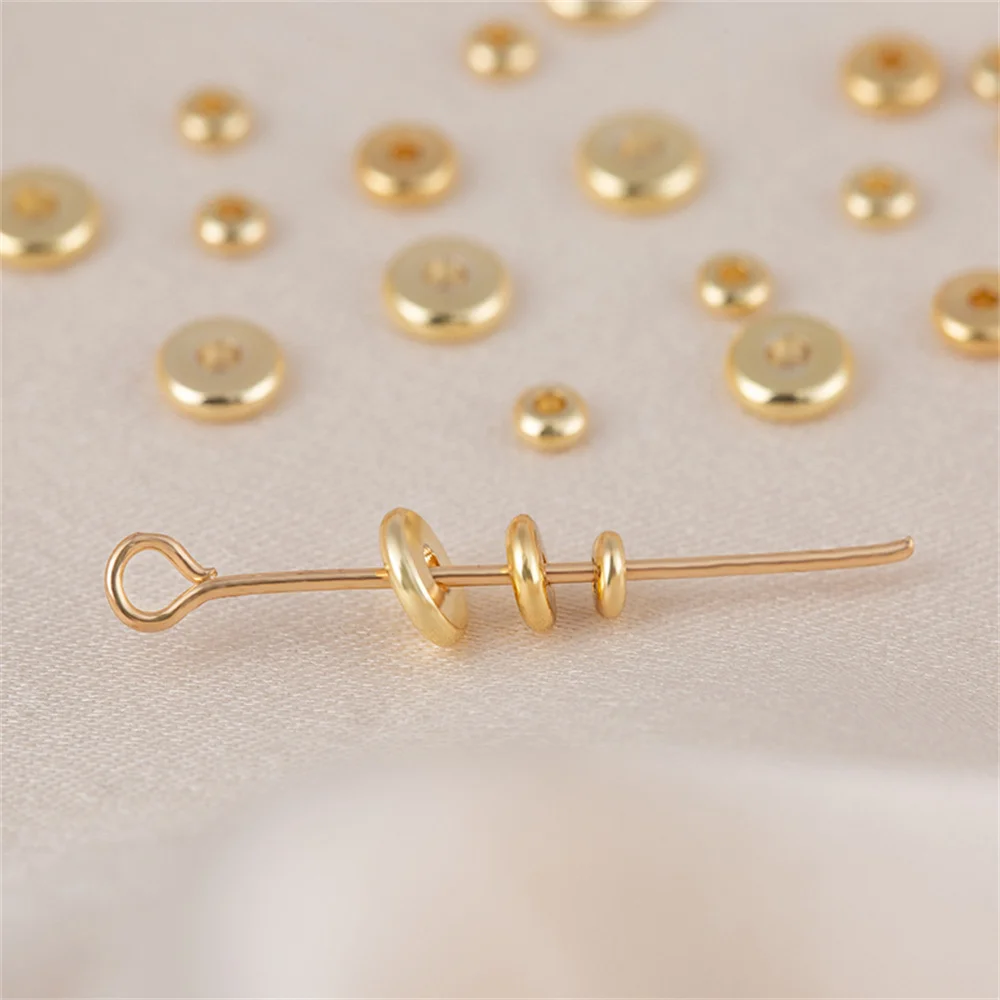 3/4/5mm 18k Gold Plating Copper Flat Round Spacer Beads For DIY Jewelry Making Bracelet Necklace Handmade Findings Accessories