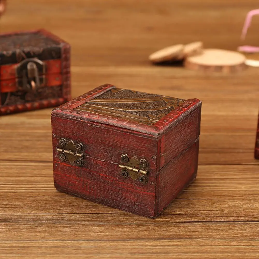 Fashion Chinese Style Wood Storage Box Retro Brown Jewelry Box Accessories Organizer Ring Necklace Packing Treasure Box Gift