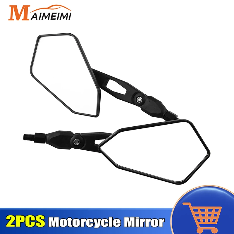 2PCS Motorcycle Rearview Side Mirror Diamond Shape Handlebar Rear View Mirrors for kawasaki z900 Suzuki SV1000 Touring Cruiser