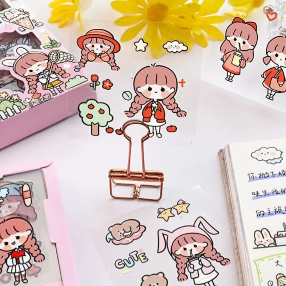 10/20/50Pcs Cute Cartoon Patterns PVC Stickers DIY Waterproof Notebook Decoration Scrapbook Decor Transparent