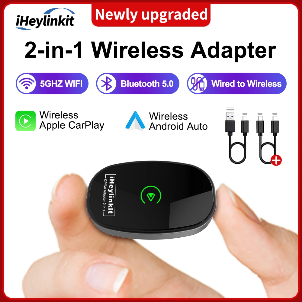 iHeylinkit NEUER Kabelloser CarPlay Android Auto Adapter Smart Mini Box Plug-and-Play WLAN Schnellverbindung Universal