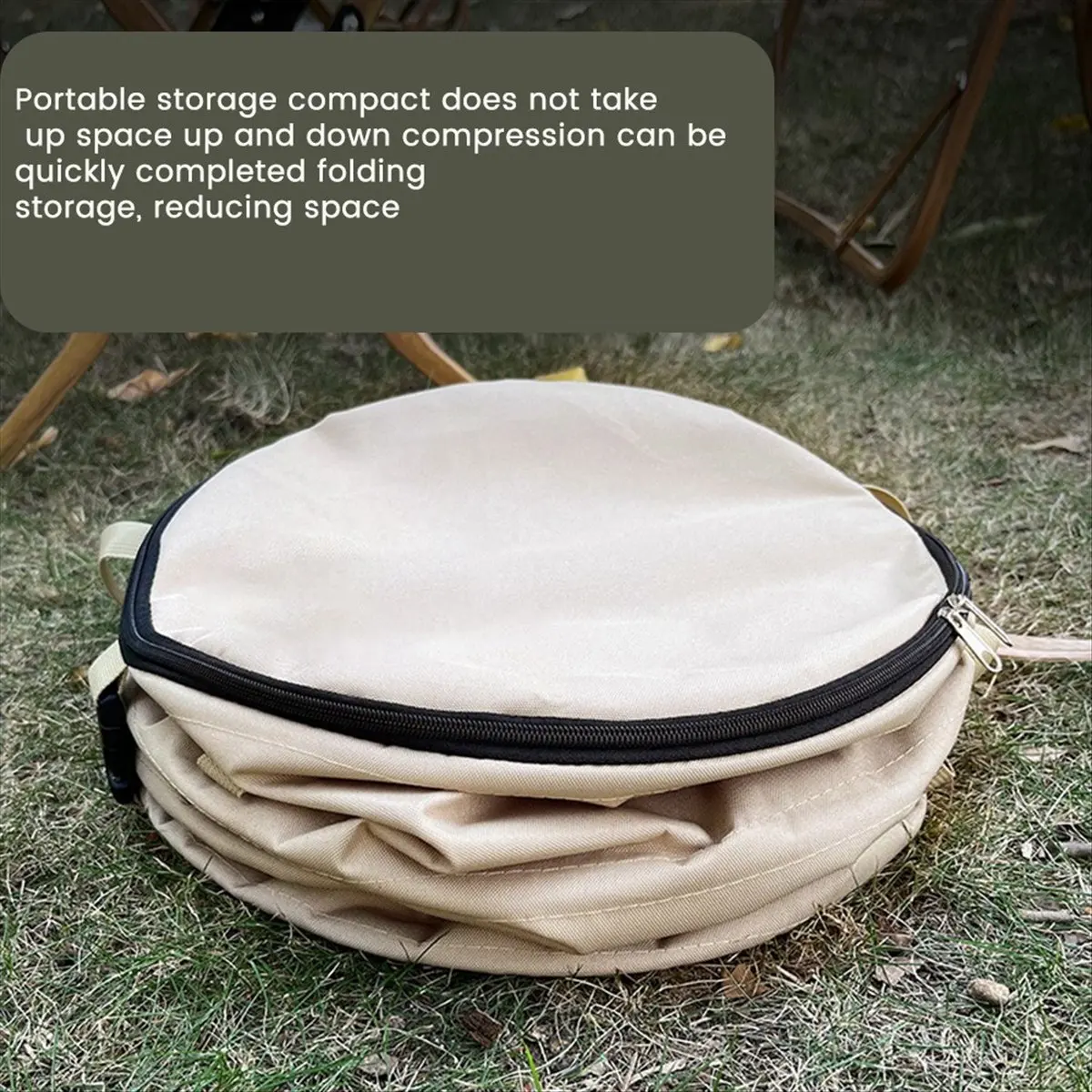 L79A Camping Trash Can Foldable Portable Outdoor Garbage Bin Camping Supplies Garden Storage Bag Black