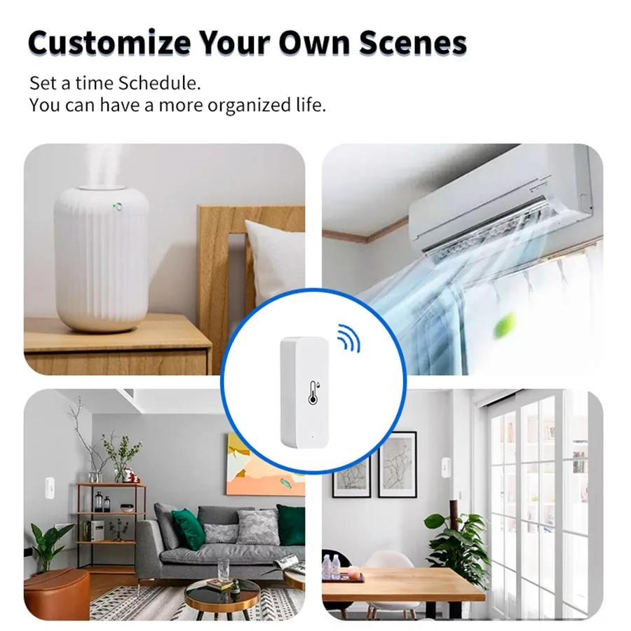 Tuya Zigbee/WiFi Temperature Humidity Sensor Home Connected Thermometer Compatible With Smart Life Alexa Google Assistant