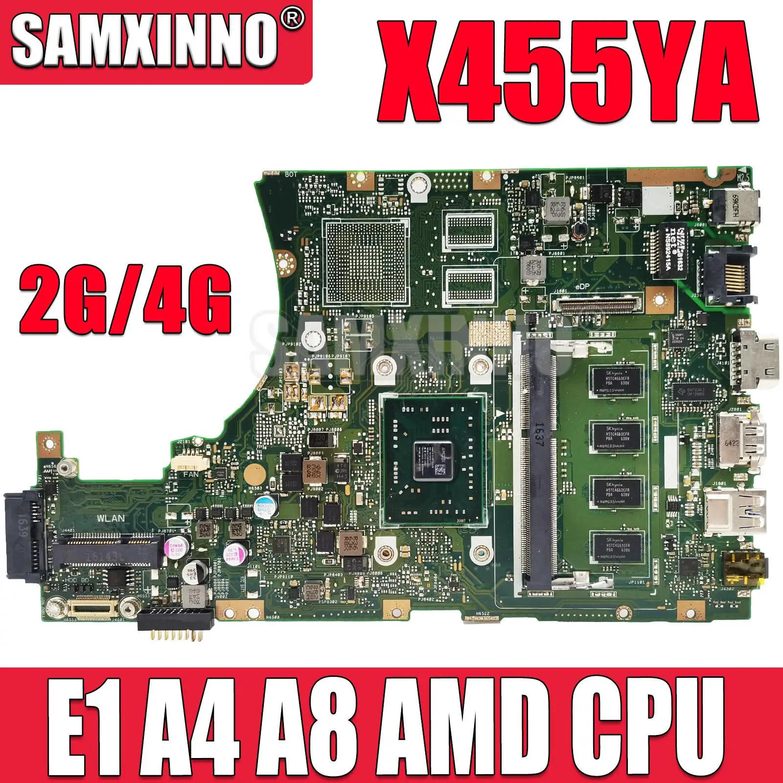 

Материнская плата X455YA для ноутбука ASUS K455Y X455YI X455Y X454Y A454Y K454Y R454Y, материнская плата с процессором E1 A4 A8 2 ГБ/4 ГБ ОЗУ, полностью протестированная