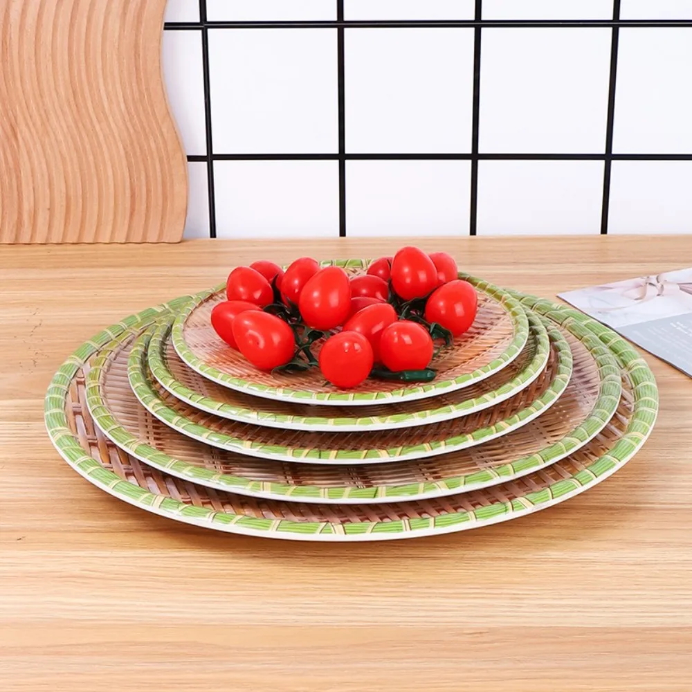 

Multiple Sizes Imitation Bamboo Dish Durable Easy to Clean Hot Pot Vegetable Plate Woven Barbecue Plate