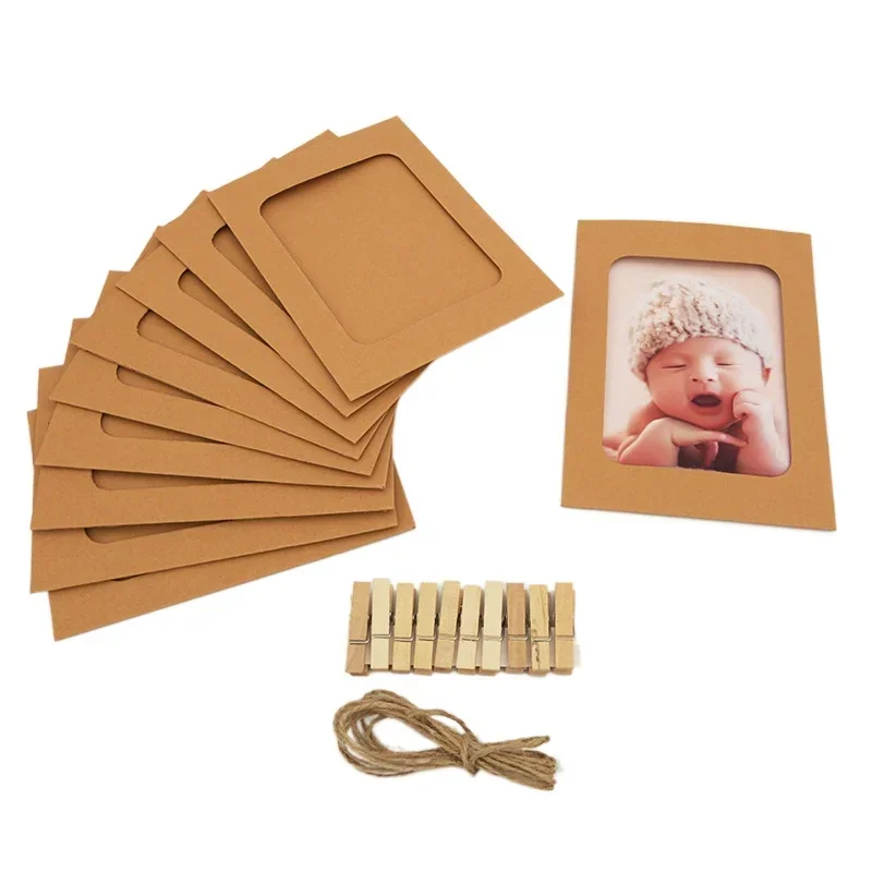 2M 5/6inch Kraft Paper 12 Months Photo Garland with clothespins for photo Picture Banner Birthday Entertainment 6 Years