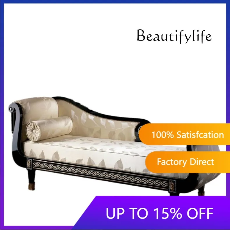 

Neoclassical Bedroom Concubine Chair European Solid Wood Carving Flower Beauty Couch Luxury Recliner Leisure Sofa Chair X