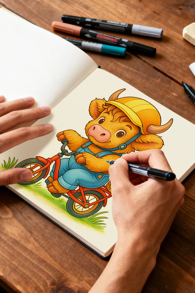 Thick Highland Cow Coloring Book Graffiti Drawing Notebook Anti-Bleed Paper Stress Relief Bulk Factory Supply