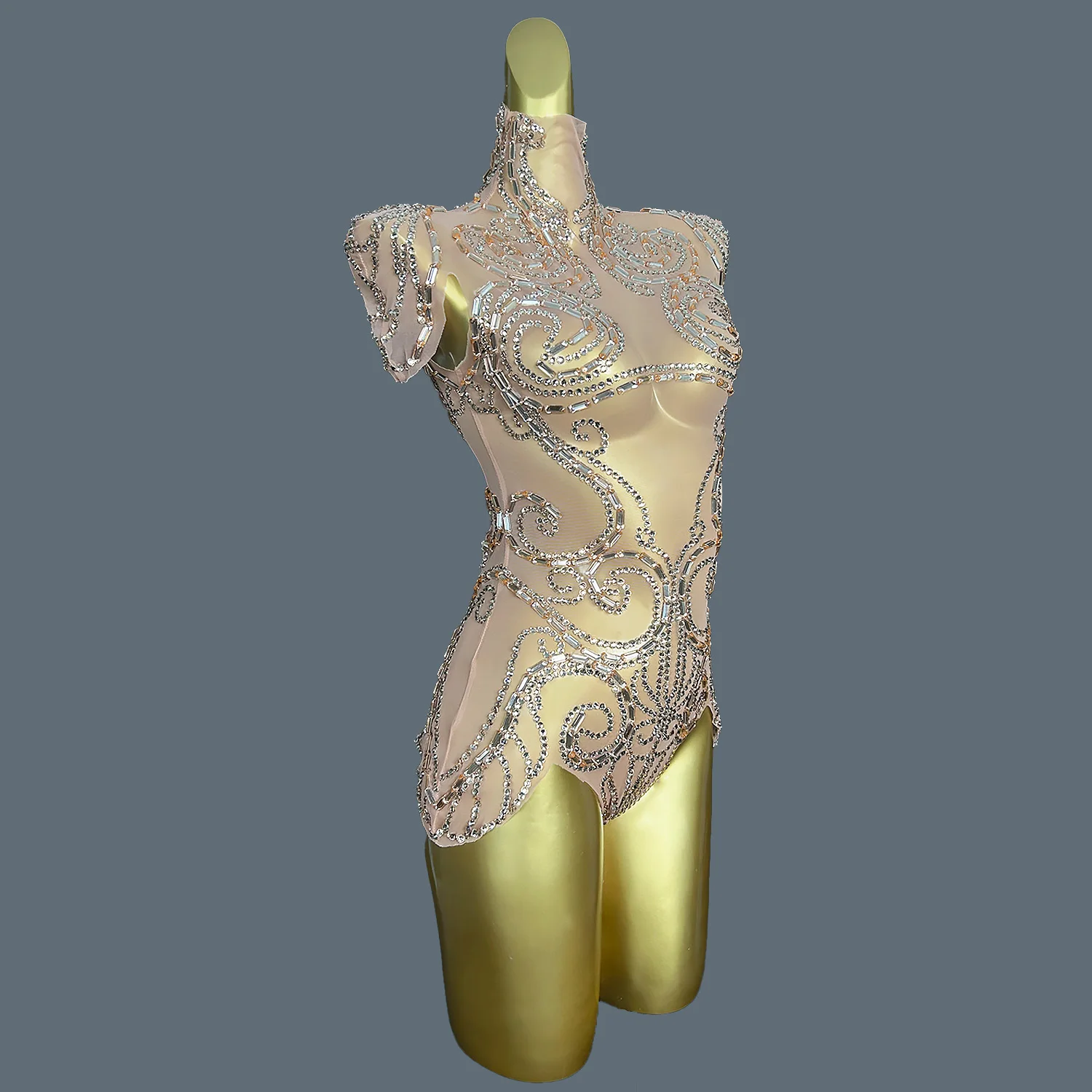 Sparkly Rhinestones Showgirl Stage Performance Leotard High-end Sexy Outfit Bodysuit Birthday Party Celebrate Costume Yangjiao