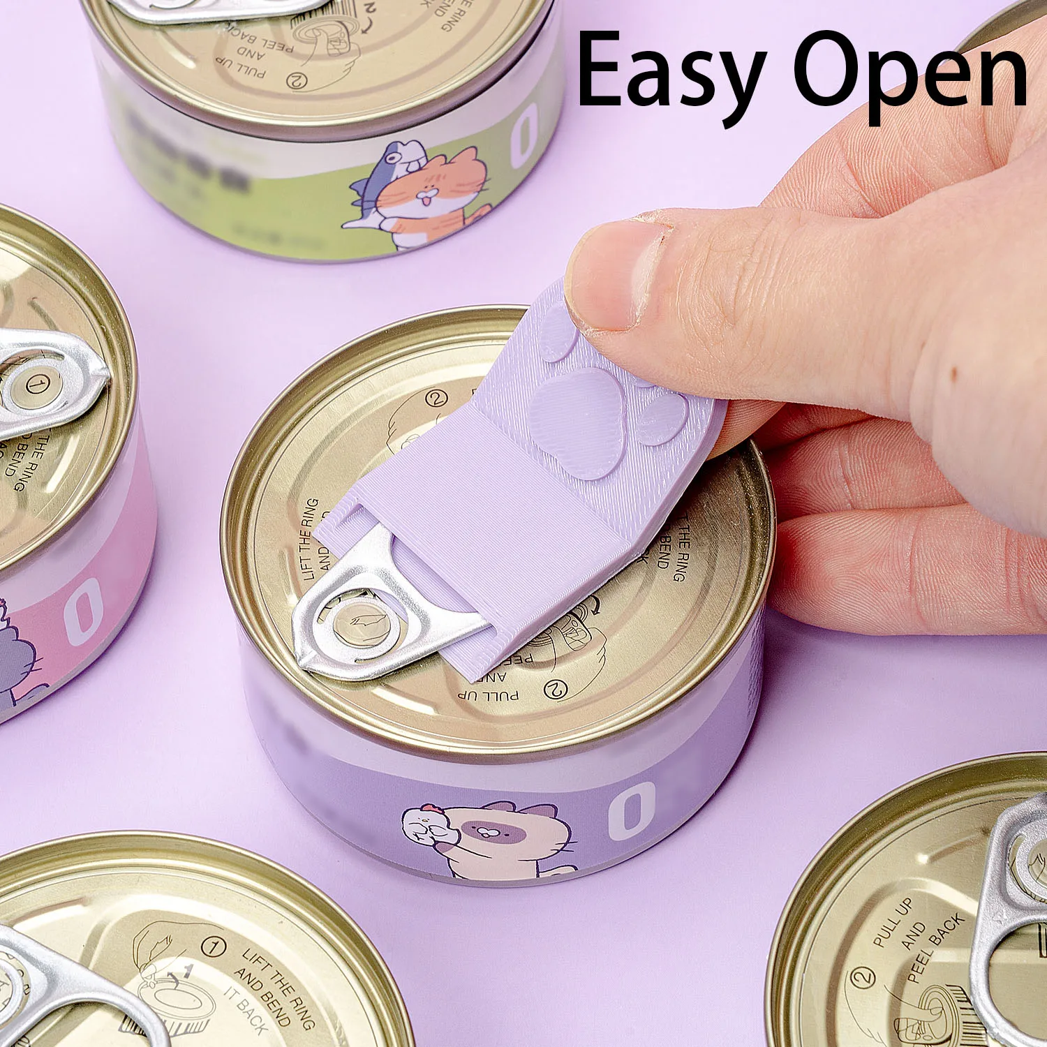 Abrelatas de comida para mascotas con forma de pata de gato, herramienta de apertura de anillo fácil para gatos, perros, alimentos enlatados, protege las uñas, accesorios de cocina ergonómicos