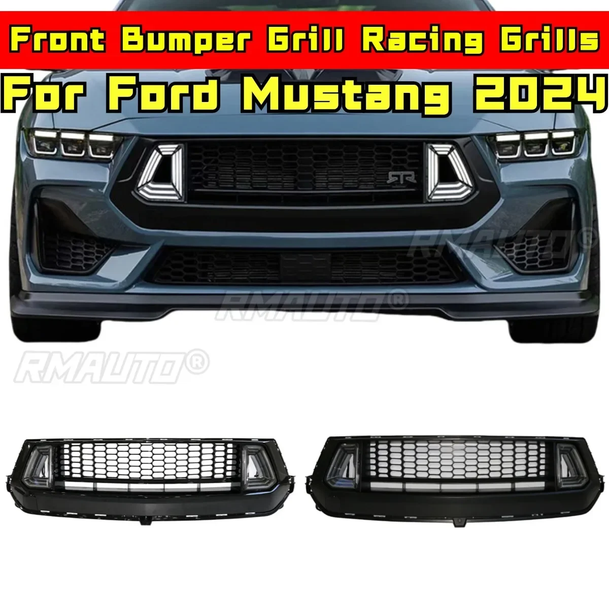 

For Ford Mustang 2024 Body Kit Front Bumper Grill Racing Grills Car Grille Front Grill Car Grill Car Accessories