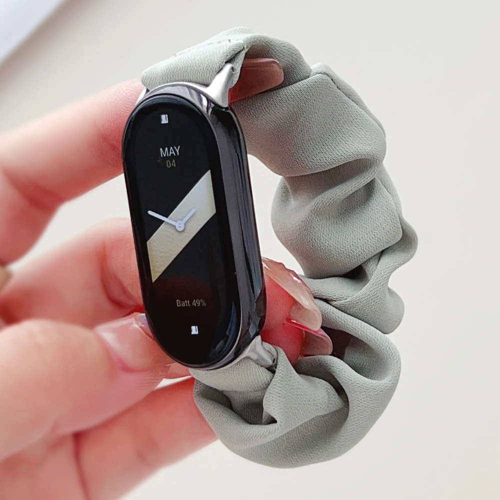 Solid Color Scrunchie Bracelet for Xiaomi Mi Band 11 10 9 8 Pro Strap for Redmi Watch 6 5 4 Elastic Fabric Soft Wristband