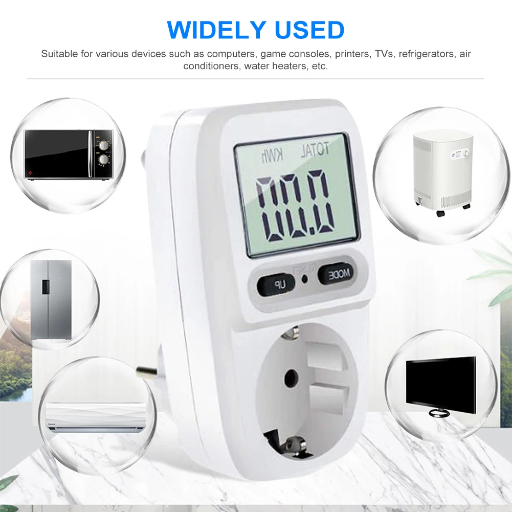 220V EU Electricity Power Meter Wattmeter LCD Energy Meter Socket Electric Tester Measuring Outlet Power Analyzer